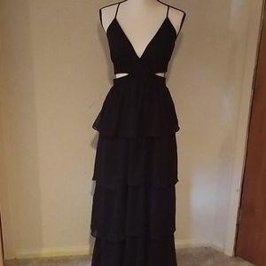 *NEW* with tags Black long layered strappy dress